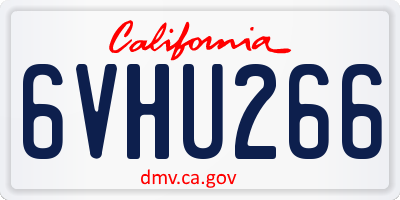 CA license plate 6VHU266