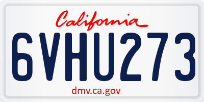 CA license plate 6VHU273