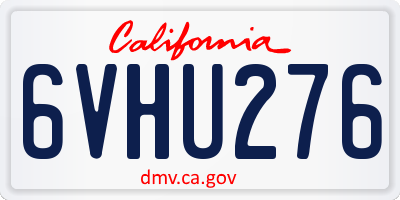 CA license plate 6VHU276