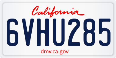 CA license plate 6VHU285