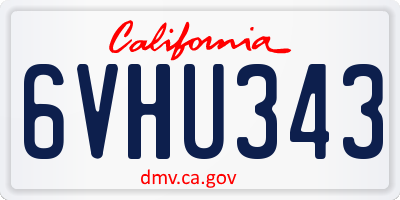 CA license plate 6VHU343