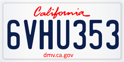 CA license plate 6VHU353