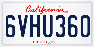 CA license plate 6VHU360