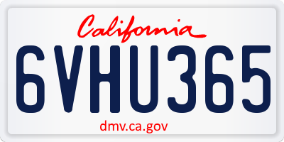 CA license plate 6VHU365