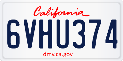 CA license plate 6VHU374