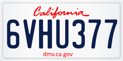 CA license plate 6VHU377