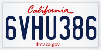 CA license plate 6VHU386