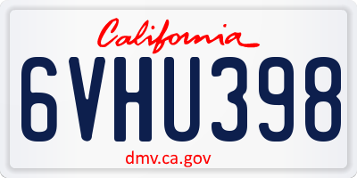 CA license plate 6VHU398