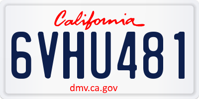 CA license plate 6VHU481