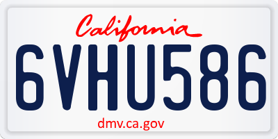 CA license plate 6VHU586