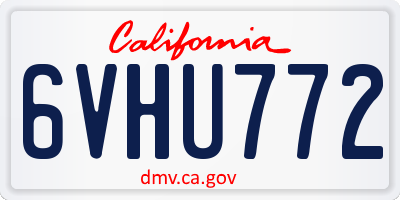 CA license plate 6VHU772