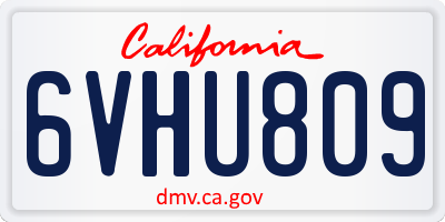 CA license plate 6VHU809