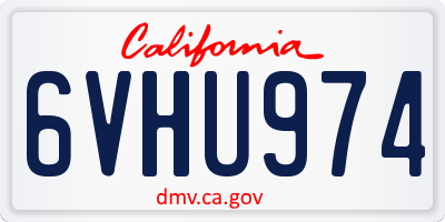 CA license plate 6VHU974