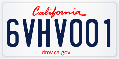 CA license plate 6VHV001