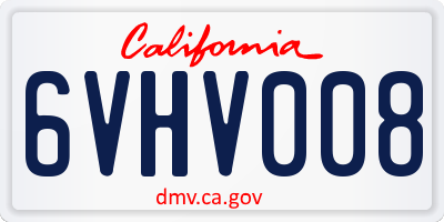 CA license plate 6VHV008