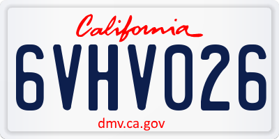 CA license plate 6VHV026