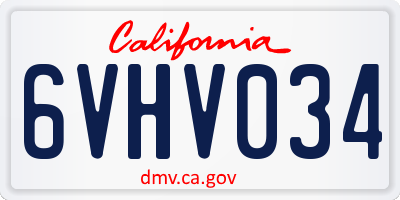 CA license plate 6VHV034