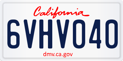 CA license plate 6VHV040