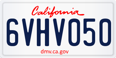 CA license plate 6VHV050