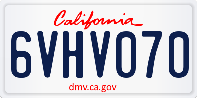 CA license plate 6VHV070