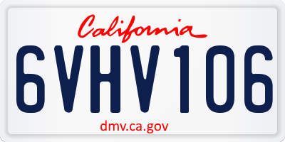 CA license plate 6VHV106