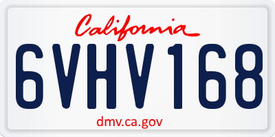CA license plate 6VHV168