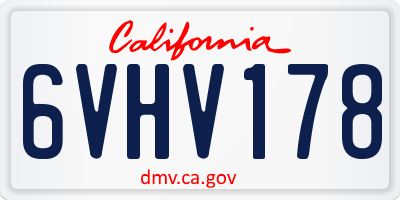 CA license plate 6VHV178