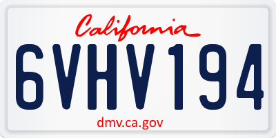 CA license plate 6VHV194