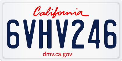 CA license plate 6VHV246