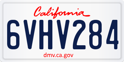 CA license plate 6VHV284