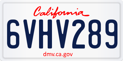CA license plate 6VHV289