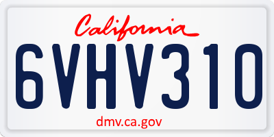 CA license plate 6VHV310