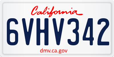 CA license plate 6VHV342