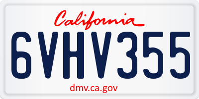 CA license plate 6VHV355