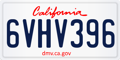 CA license plate 6VHV396