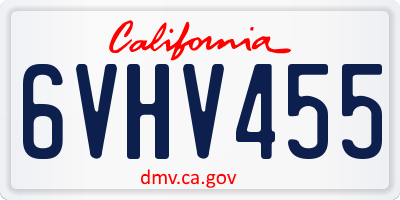 CA license plate 6VHV455