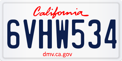 CA license plate 6VHW534
