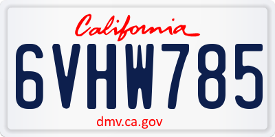 CA license plate 6VHW785