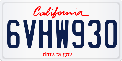 CA license plate 6VHW930