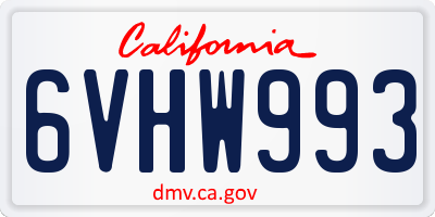 CA license plate 6VHW993