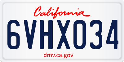 CA license plate 6VHX034