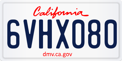 CA license plate 6VHX080