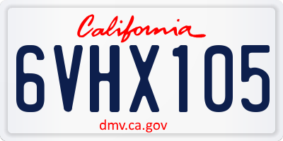 CA license plate 6VHX105