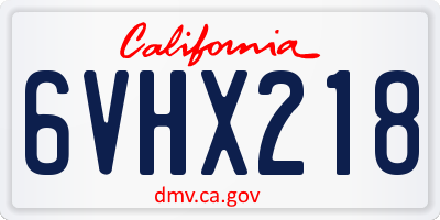 CA license plate 6VHX218