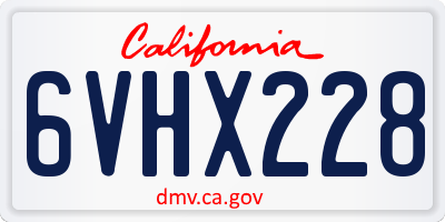 CA license plate 6VHX228