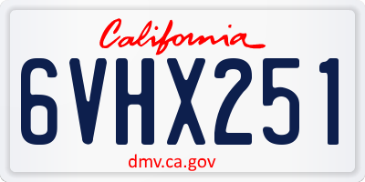 CA license plate 6VHX251