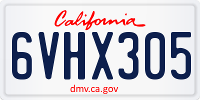 CA license plate 6VHX305