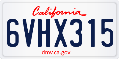 CA license plate 6VHX315