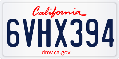 CA license plate 6VHX394