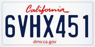 CA license plate 6VHX451